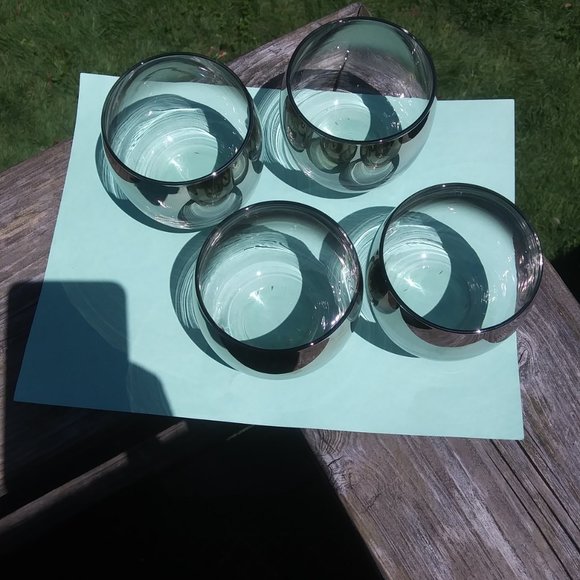 Mid century modern silver fade rolly polly glasses Four glasses set A - Picture 4 of 16